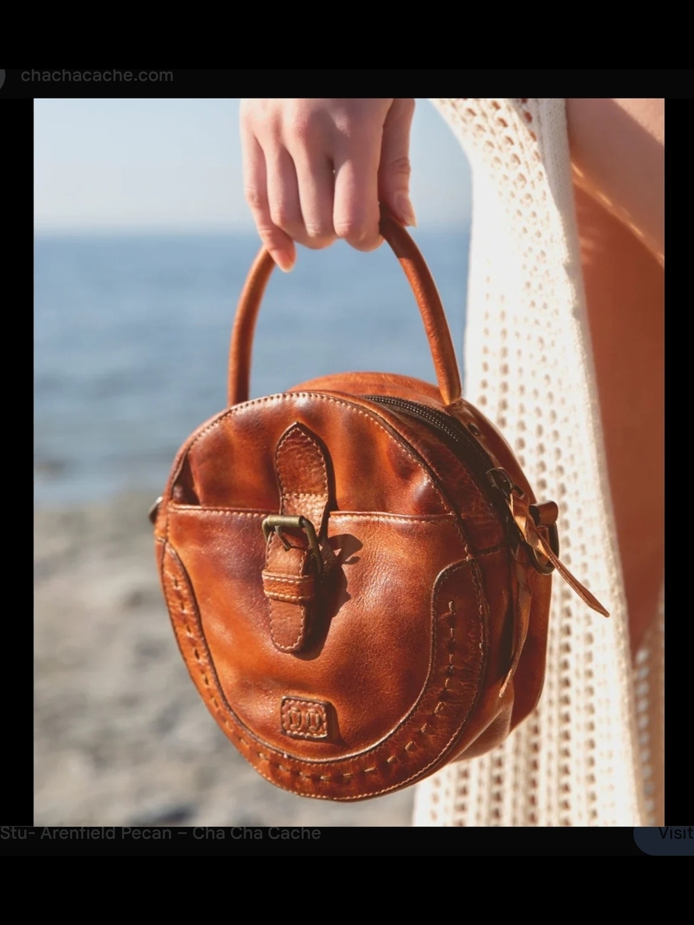 BED STU Arenfield Round Leather Crossbody Bag - Pecan DD Washed